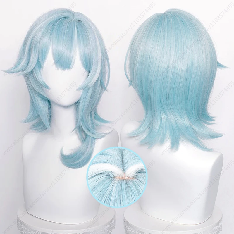 Eula Cosplay Wig 48cm Long Mixed Color Hair Heat Resistant Synthetic Wigs