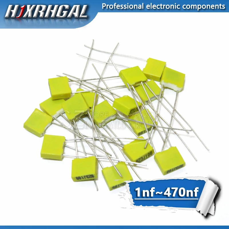 5pcs Polypropylene Safety Plastic Film 100V 1nF ~ 470nF 220nf 10nf 47nf 22nf 1nf 0.47uf 0.1uf Correction capacitor HJXRHGAL