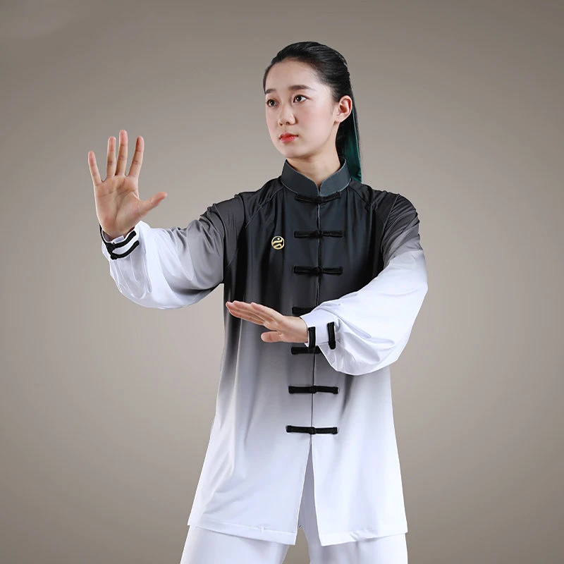 New Unisex Spring-Summer-Autumn Long Sleeve Milk Silk Tai Chi Martial Arts Practice Uniform for Performance and Daily Wear
