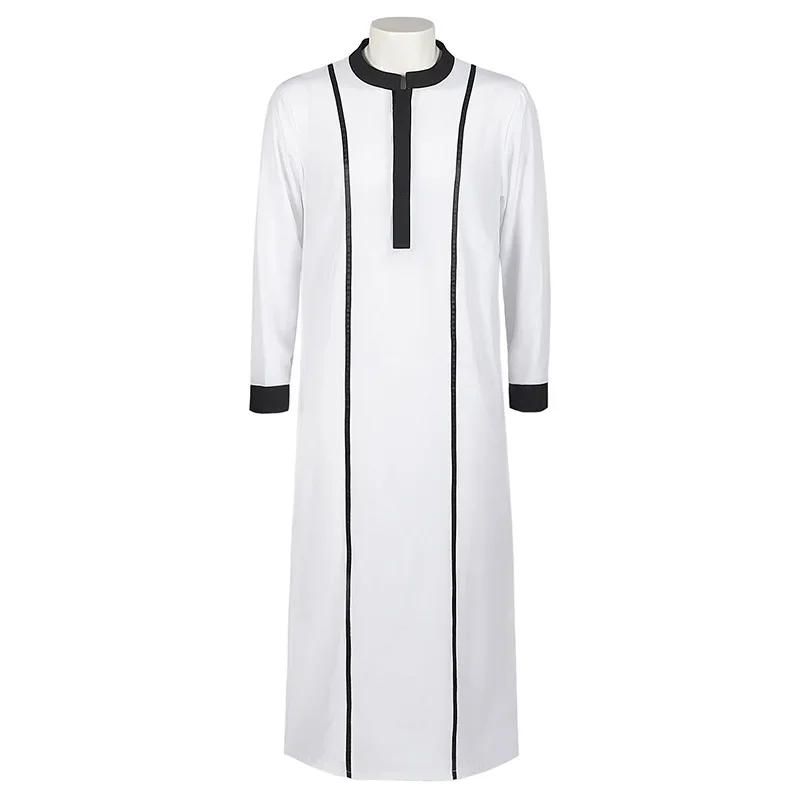 Nuovi Uomini Arabo Musulmano Robe Jubba Thobe Manica Lunga Pakistan Islamico Abaya Caftano Collare Del Basamento Bianco Nero Allentato Abbigliamento Veste