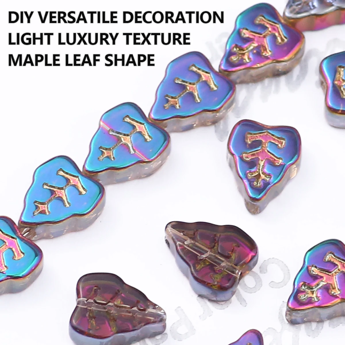 

1/2Strands 10x8MM Blue Purple Plating Leaf Beads Vertical Hole Glass Bead Loose Spacer Beads for DIY Jewelry Bracelet Accessory
