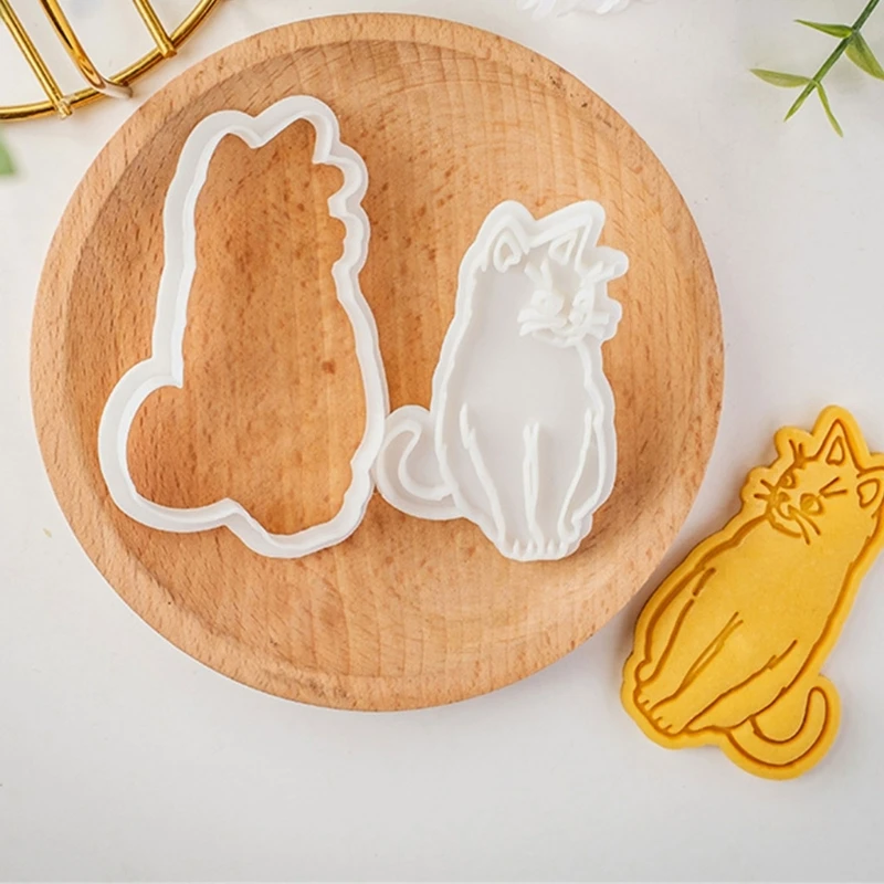 Moldes elegantes para galletas gatos japoneses, cortador galletas con forma gato, sello para golosinas y postres hechos