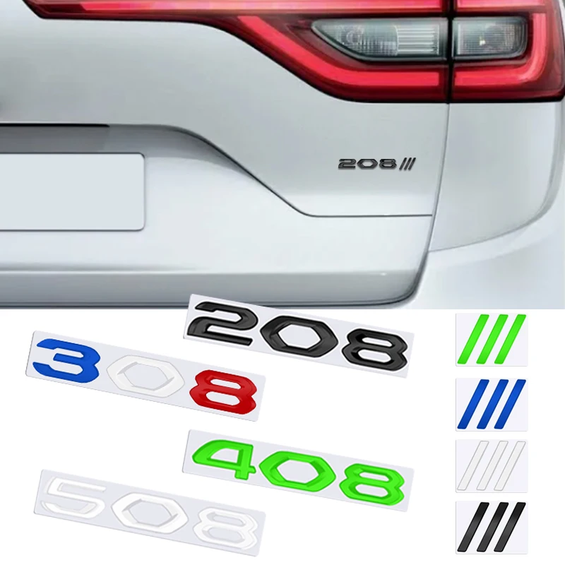 Metal 3D Badge Decorative Strips Logo Car Rear Trunk Body Sticker /// Emblem For Peugeot 2008 3008 4008 5008 208 308 408 508