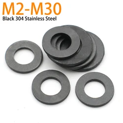GB97 Black 304 Stainless Steel Flat Washer Circular Plain Gasket M2 M2.5 M3 M4 M5 M6 M8 M10 M12 M14 M16 M18 M20 M22 M24 M27 M30