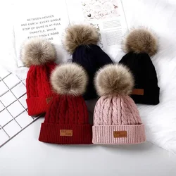 1 Piece Furry Warm Kids Boy Girl Beanie Chic Korean Fashion Crochet Bonnet for Toddler Autumn Winter Thicken Plush Knitted Hat