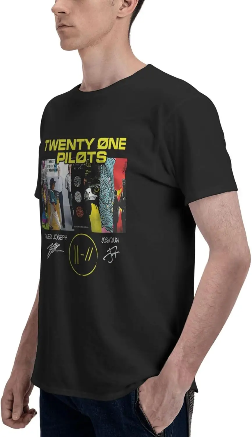 Twenty One Music Pilots Men's and Women's Music Fans Touring Shirts Funny Cotton Short Sleeve T-Shirts TopBlack