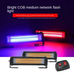 Remote-controlled one-trailer two-COB flashing light truck 12V24V front bar middle net led opening strobe warning light