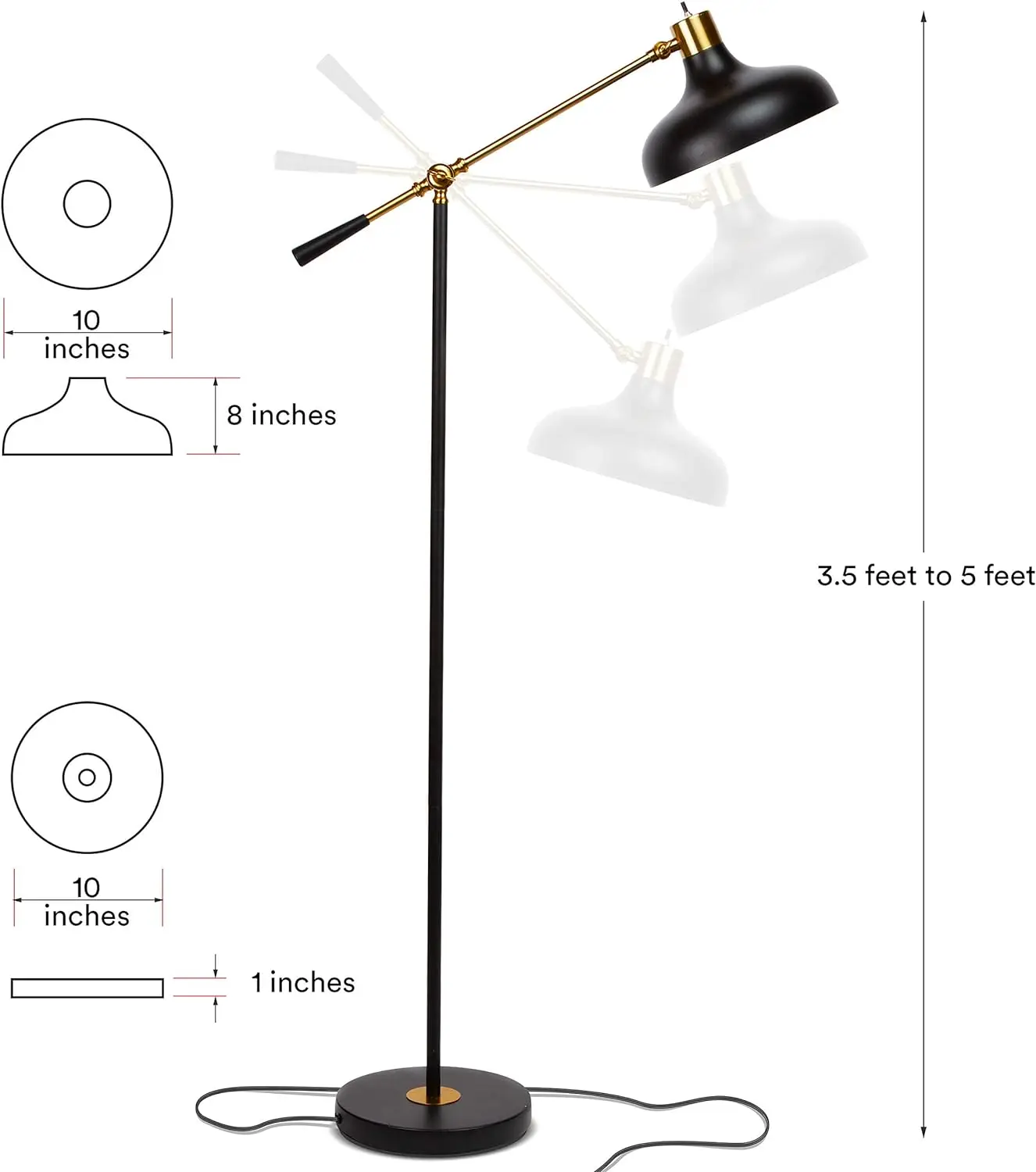 Brightech Wyatt Led Floor Lamp, Industrial Floor Lamp For Living Rooms & Offices – Charming Farmhouse Floor Lamp, Adjustable