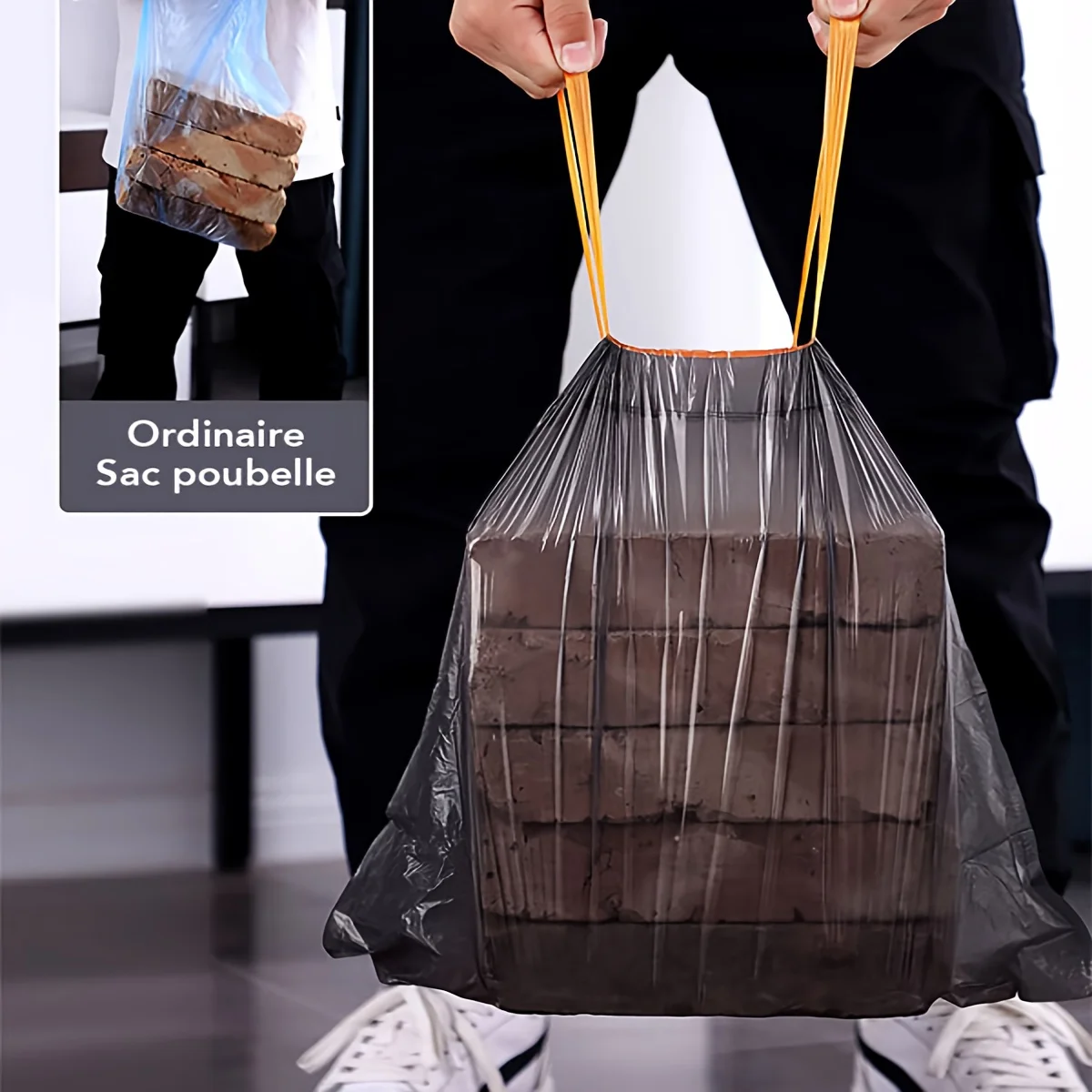 JOYBOS Trash Bags Large Capacity 40x50cm Garbage Bag Disposable Thickened Storage 300pcs Black Plastic Household Drawstring Bags