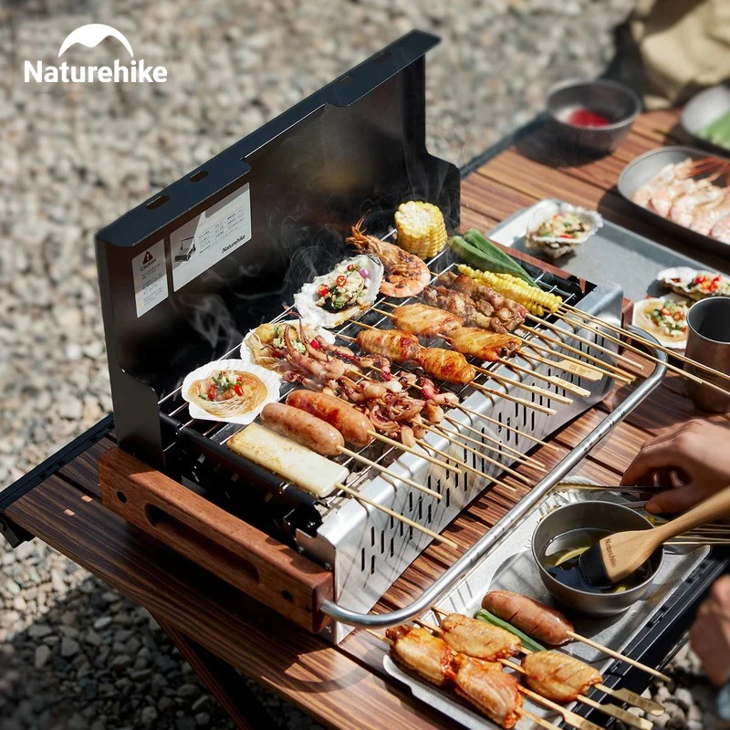 Naturehike Picnic Grill Folding Portable Charcoal Grills 4-8 Person Family Garden Grill Stove Outdoor Kitchen Barbecue Grills