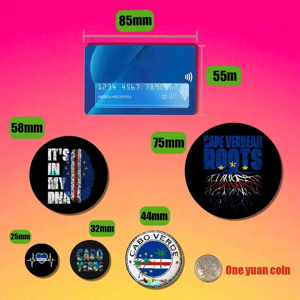 For Africa Cape Verde Passport Map Icon Badge Cover Custom Pin Insignia Emblem Round Button 58mm 44mm Laser Film