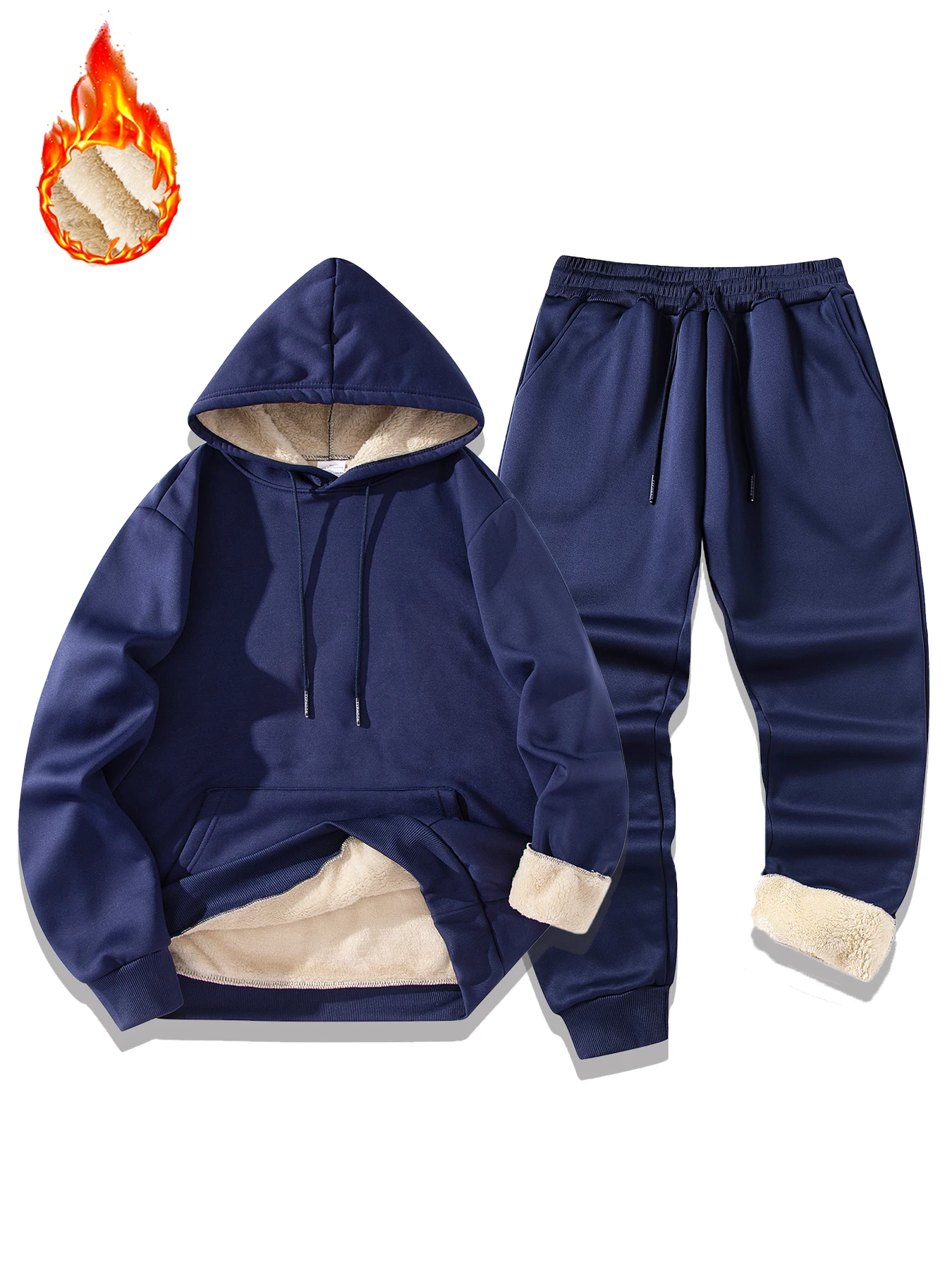 Uomo Autunno Inverno Tuta casual Tinta unita Felpa con cappuccio + pantaloni Set da 2 pezzi Moda Sport quotidiano Felpe semplici Pantaloni sportivi Tuta