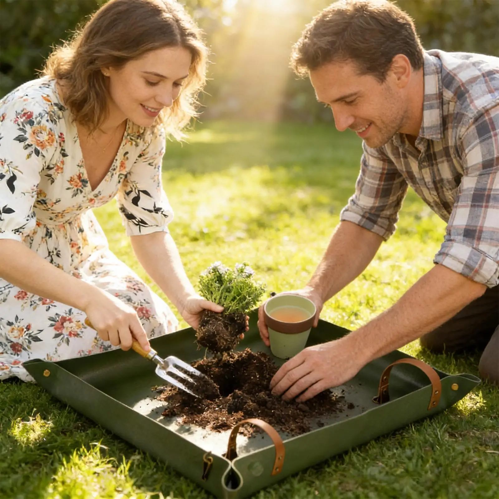 

Plant Potting Mat 67x67cm Waterproof PU Leather Tray Plant Repotting Mat Gardening Tray For Hydroponics Cuttings Fertilizing