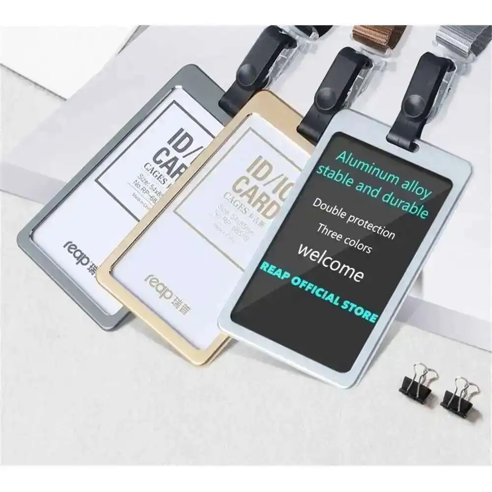 

1pcs Genuine Aluminum Alloy Employee Id Card Information Card Holders Customize Metal Badge Holder