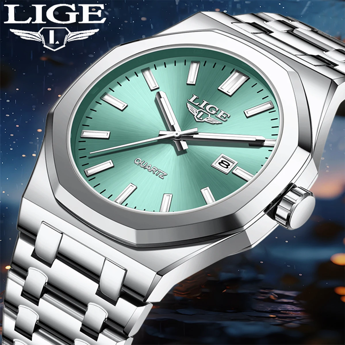 

LIGE Top Luxury Quartz Watches For Men Fashion Business Watch Men Stainless Steel Military Waterproof Luminous Men's Wristwatch