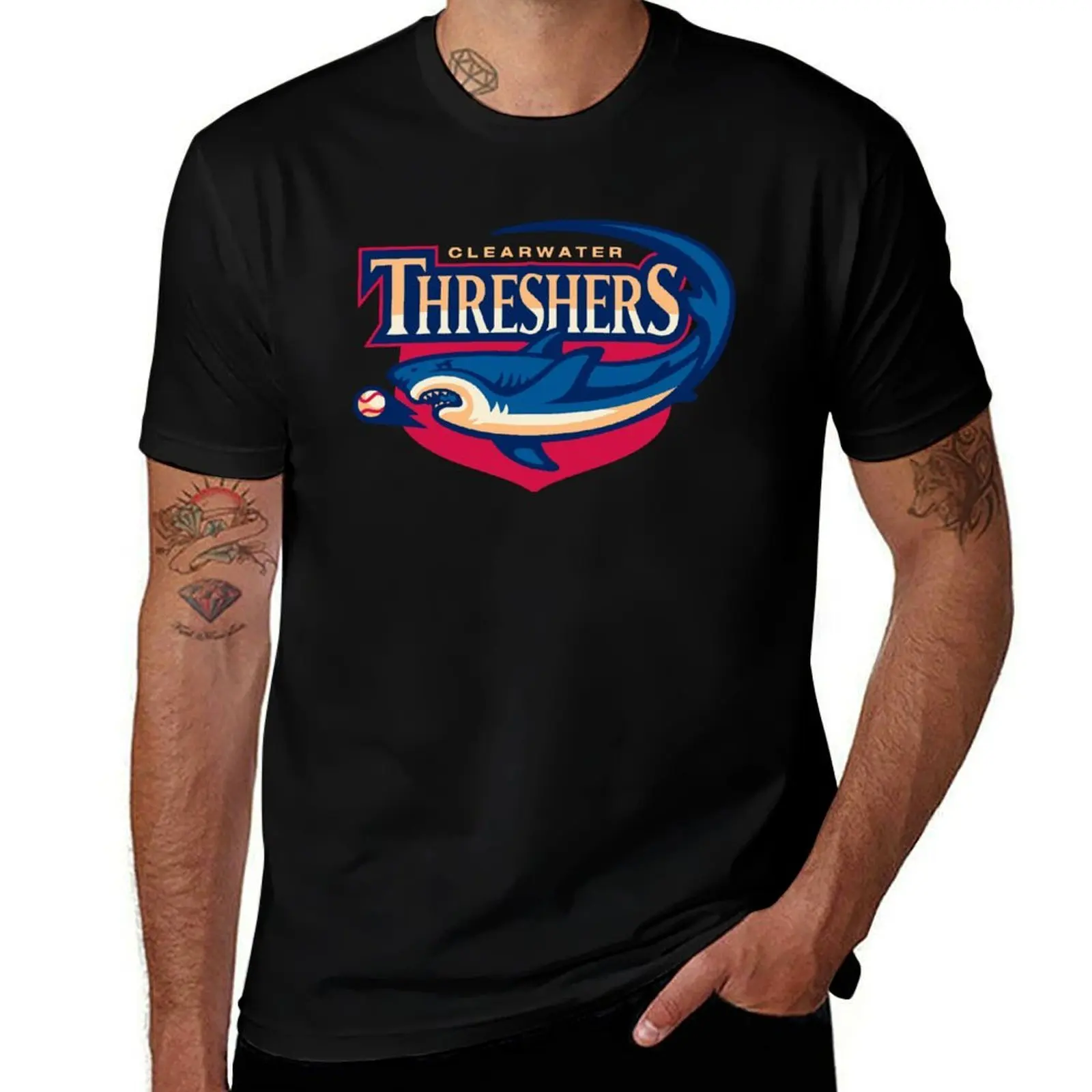 The Clearwater-Threshers Logo T-Shirt Basic Plain Tee for Spring and Summer T-Shirt