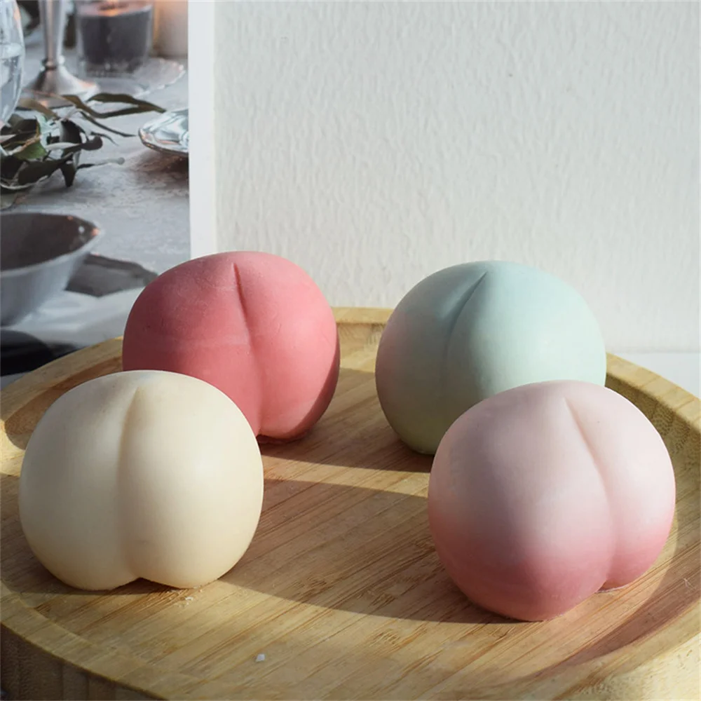 DIY Lovely Peach Butt Candle Soap Slicone Mould Cute Food Grade Peach Chocolate Cake Decor Fondant Mould for Making Craft Gifts