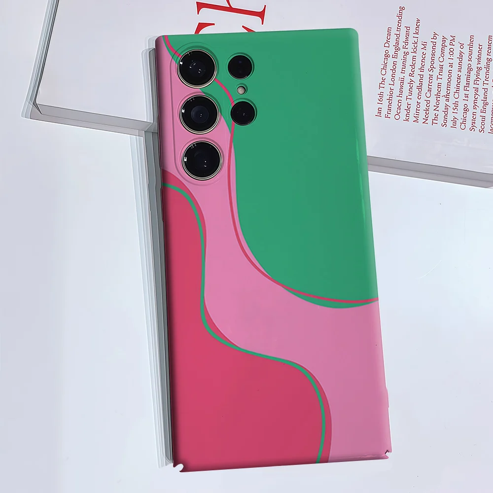 Pink Green Flow Phone Case for Samsung Galaxy S26 S25 S24 S23 Ultra Plus Luxury Double-layer anti-fall Back Cover