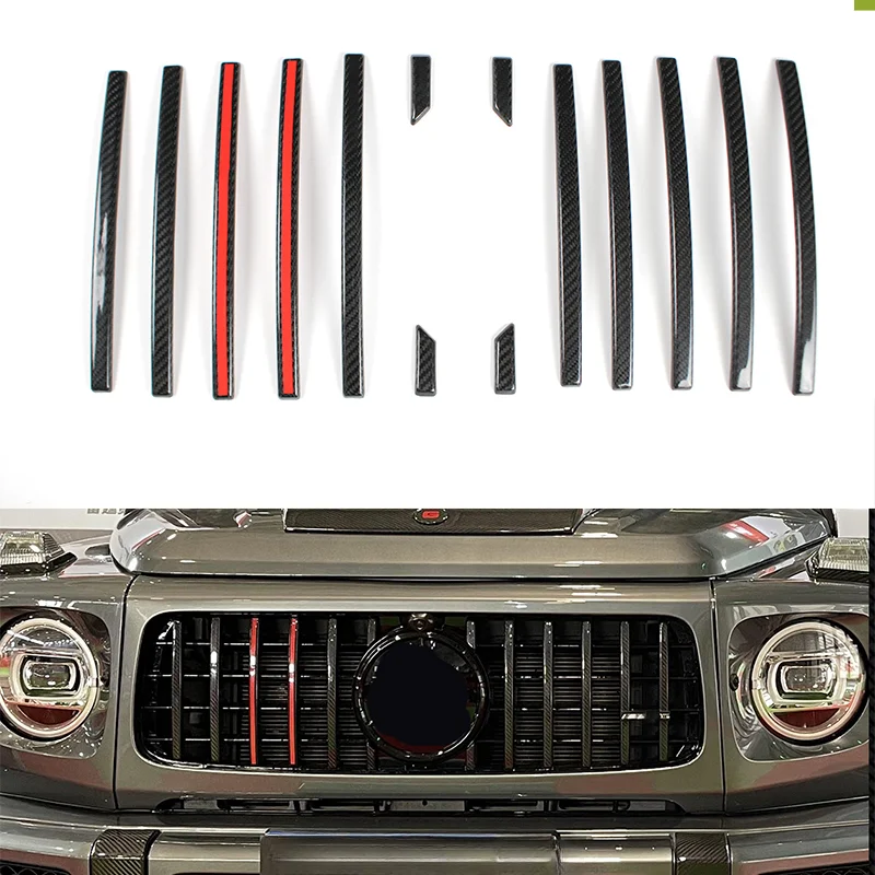 

2019-2023Year Carbon Fiber Grille Molding Trims G Class W464 G63 Front Grille Carbon Trims molding cover Grill Addon Parts Red