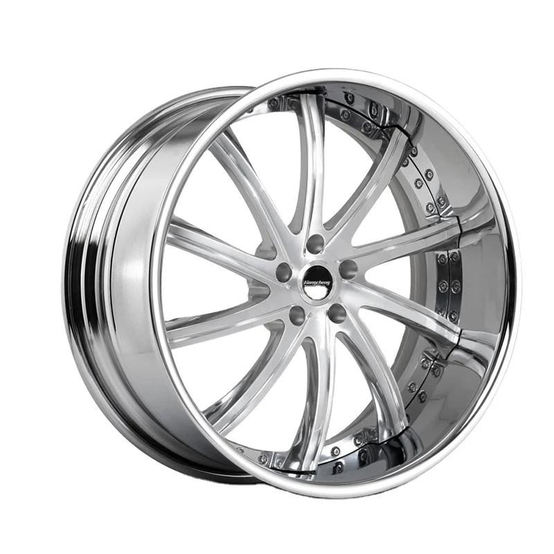 

High Performance Silver Polished Design Glossy Automotive Wheel Hub Two-Piece Automotive Wheel
