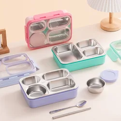 Stainless Steel Bento Lunch Box Office Food Grade Divider Children Primary School Sealed High Temperature Resistant Lunch Box