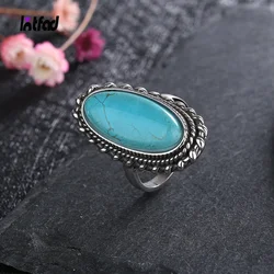 Sterling Silver 925 Big Stone 11*25mm Natural Turquoise Ring for Women Retro Design Fine Jewelry Gifts Luxury Finger Ring