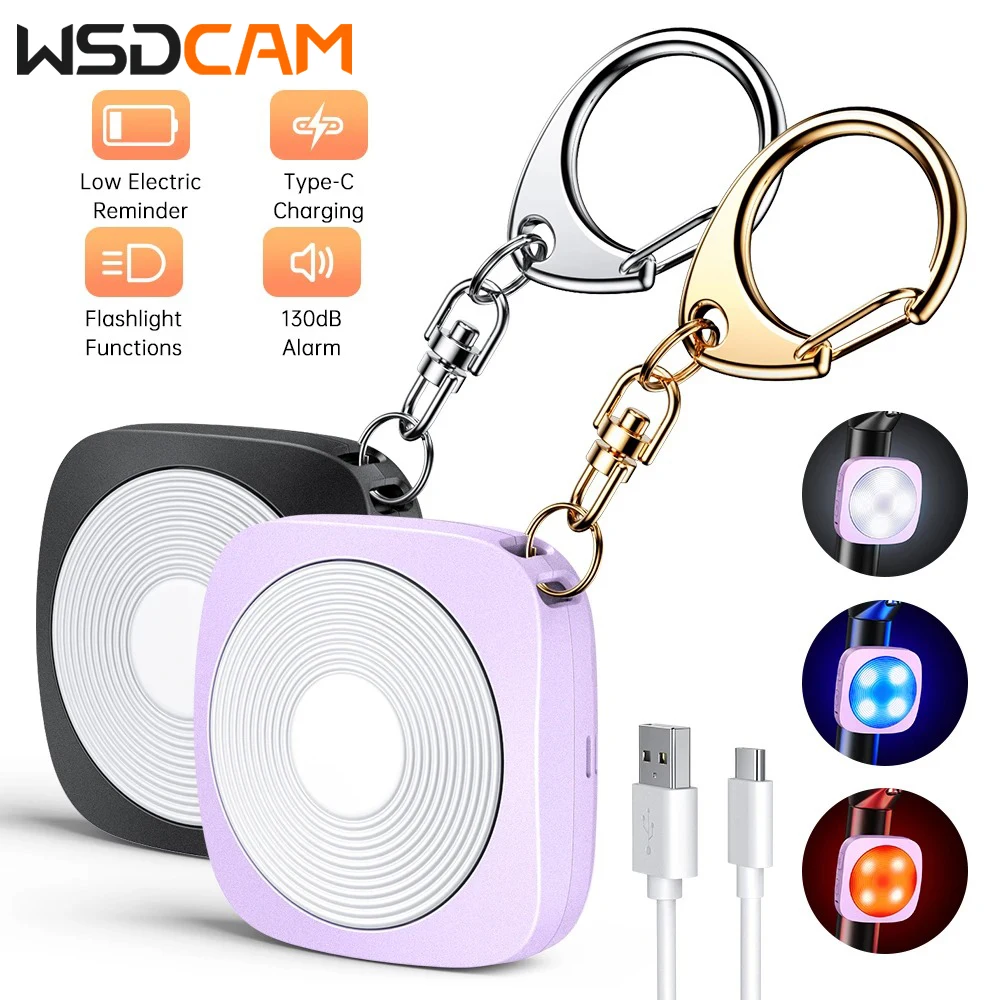 

Wsdcam Rechargeable Personal Safety Alarm 130dB Self Defense Alarm Emergency LED Flashlight for Women, Teens and Elderly