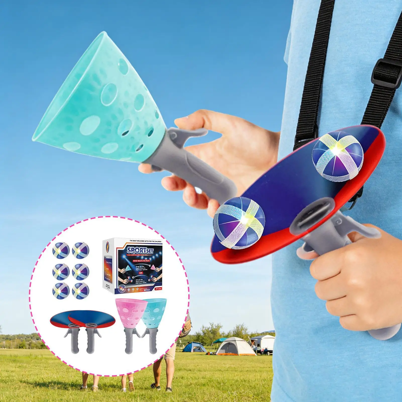 Toss and Catch Ball Set Outside Toys for Kids Ages 3-6 Outdoor Games Parent Child Interactive Sports Toys Birthday Gift