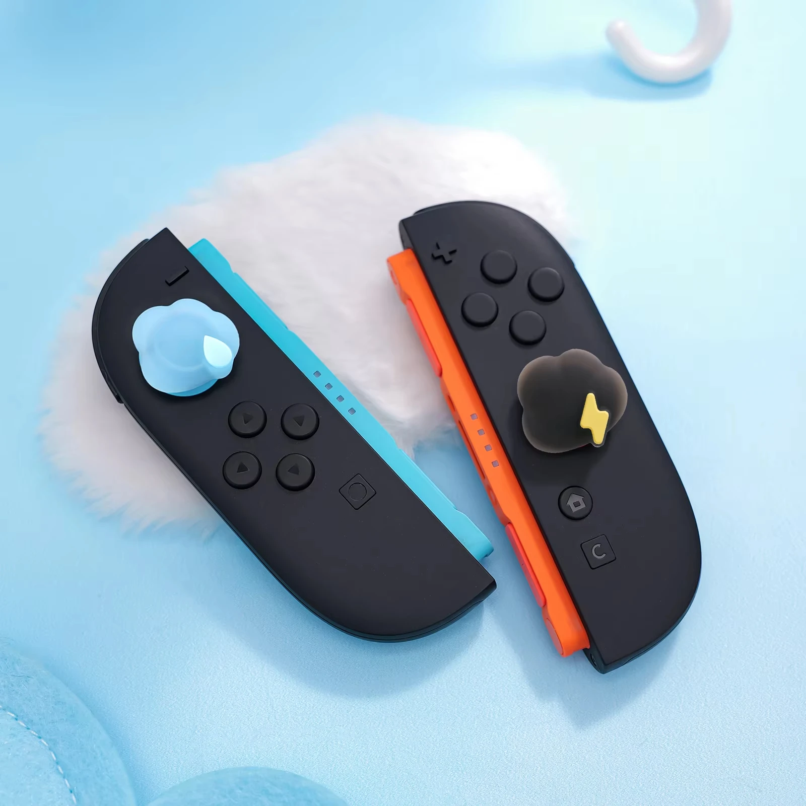 GeekShare Silicone Joystick Caps Compatible with Nintendo Switch/OLED/Lite, Lightning Rain Cloud Design , Weather Mood