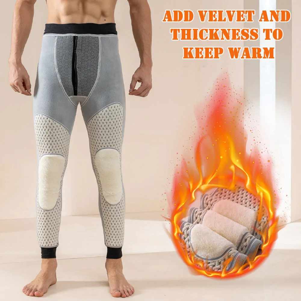 

2024 Mens Double Sided Wear Thermal Pants Winter Warming Underwear Trouser Autumn High waist Thick Pants Men Clothes for Outdoor