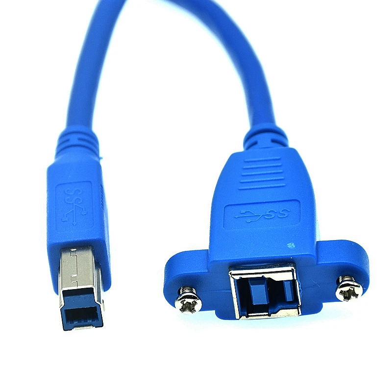 90  Degree Right Angle USB 3.0 Type B male to USB B female Printer Panel Mount Extension Sync Cable Cord 0.5m