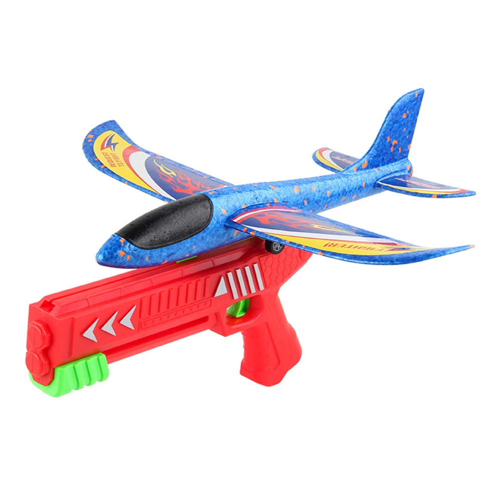 Kids Toys Foam Plane 10M Launcher Catapult Airplane Gun Toy Children Outdoor Game Bubble Model Shooting Fly Roundabout Toys