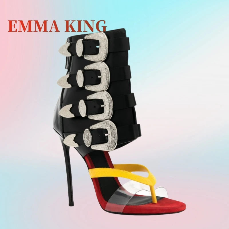 

Metal Buckle Decor Thong Sandals Sexy Open Toe High Heels Stiletto Sandals Fashion Women Gladiator Sandals Zapatos Para Mujere