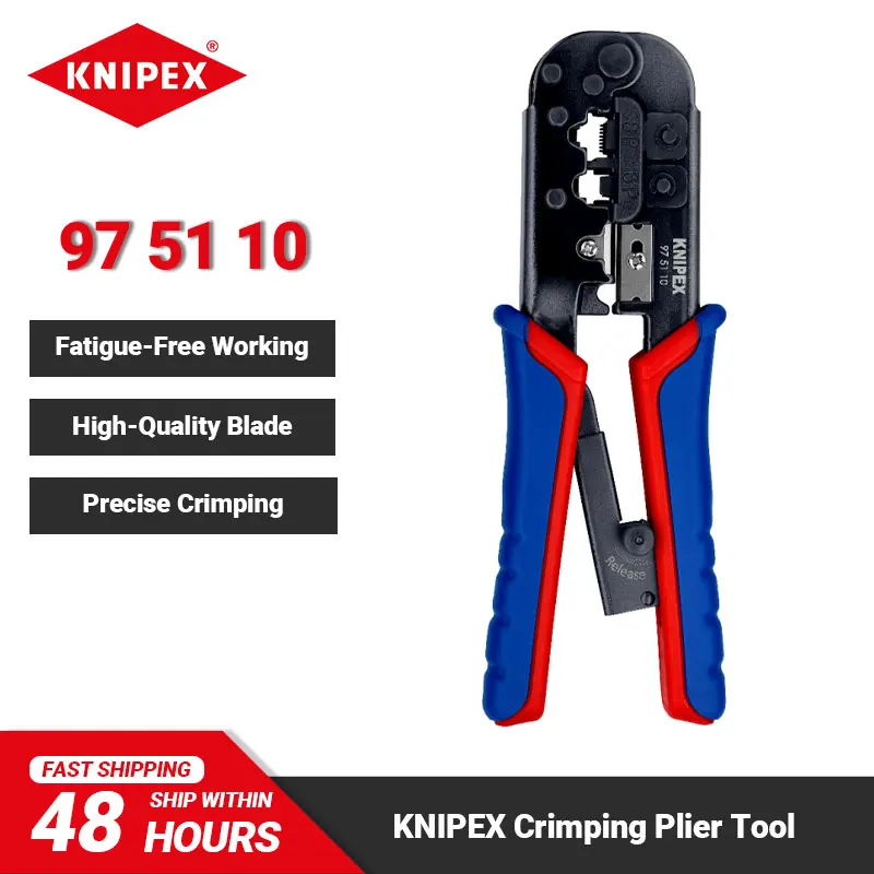 KNIPEX 97 51 10 Pliers Crimping for Western Plugs 7.5-inch Burnished Crimping Tool High-quality Blades Fatigue-free Working