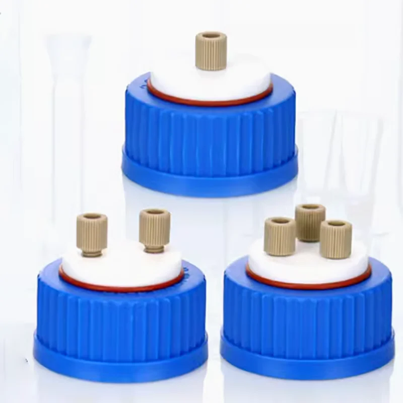 

Mobile Phase Bottle Cap GL45 Blue Cap with PEEK Interface 1/8 Liquid Chromatography Mobile Phase Bottle Cap
