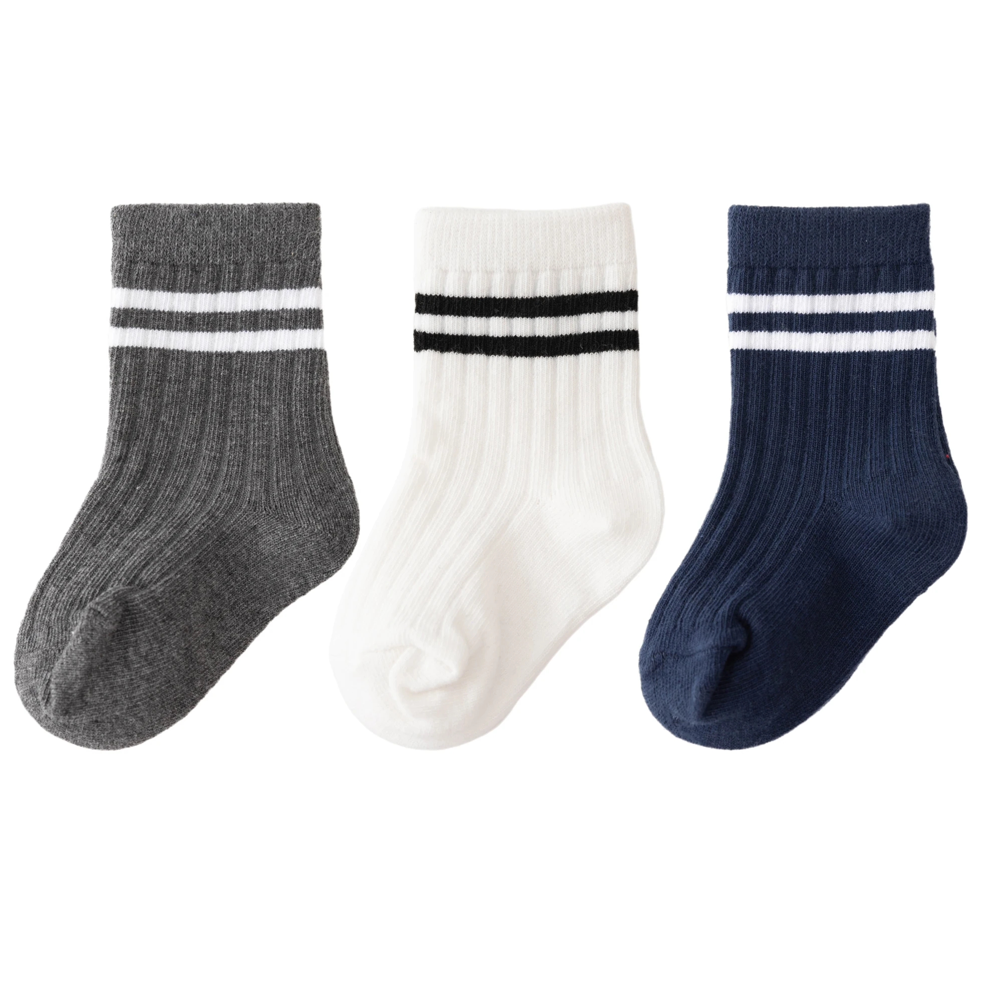 

3 Pairs Infant Baby Boys Striped Sock Cotton Ribbed Contrast Toddler Boys Short Socks Newborn Boys Breathable Sneaker Sock Pack