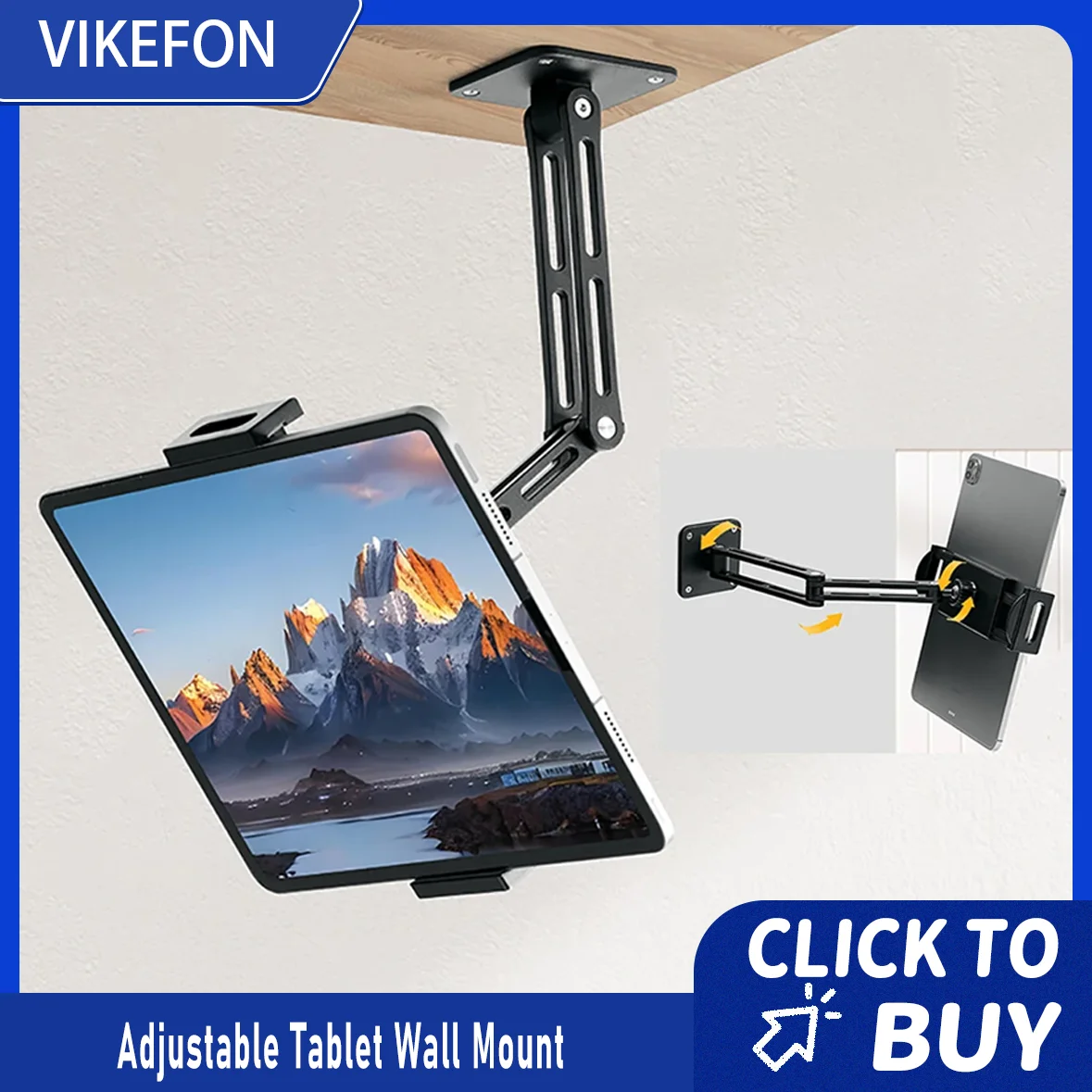 

Adjustable Tablet Wall Mount Phone Stand Long Arm 360 Degree Rotatable Cantilever Desk Bed Holder for 4.7-12.9 inch Support iPad