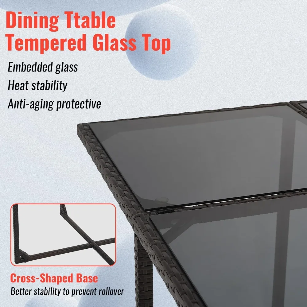 Space-Saving Outdoor Patio Dining Set for 9, Including 4 Chairs