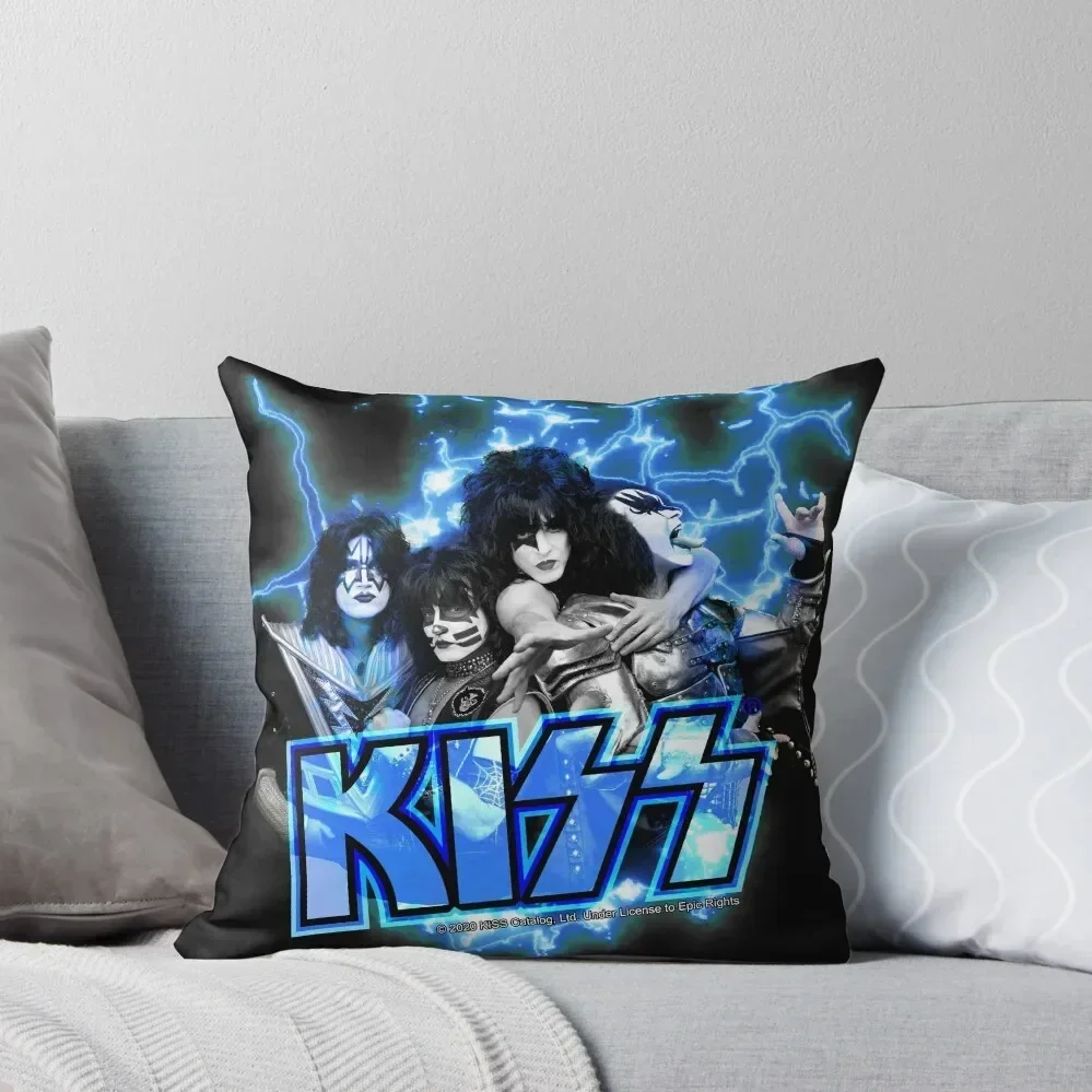 

KISS  the Band - All Members Electric Throw Pillow Room decorating items Decorative Cushions Pillow Case pillow