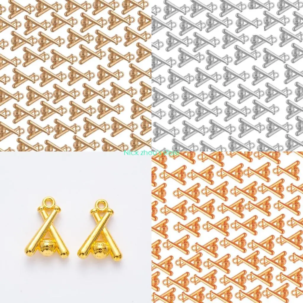 

E15E 100 Pieces Baseball Bat Charm for Crafting Necklaces Bracelets Jewelry Supplies