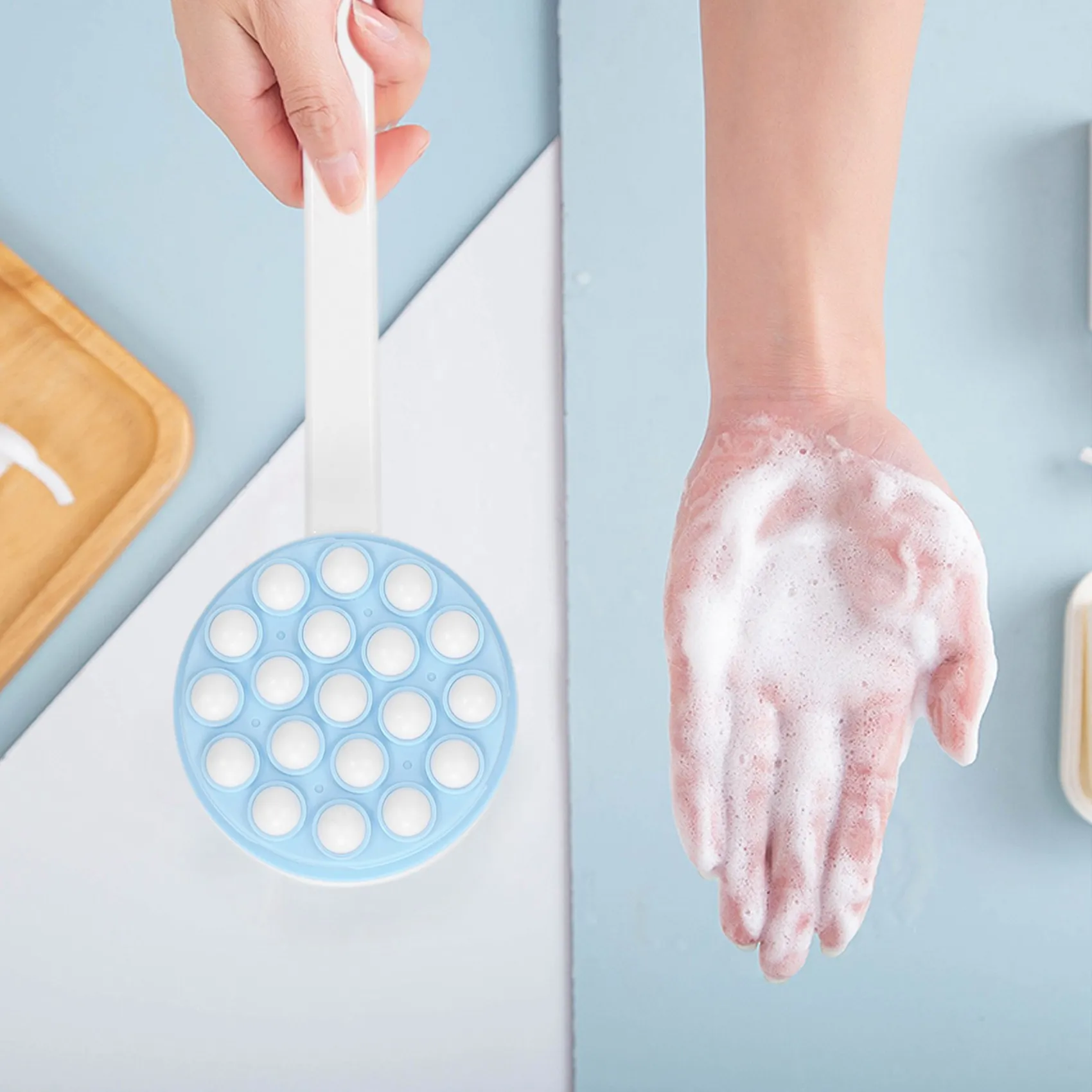 긴 손잡이가 있는 ABKR-로션 애플리케이터 뒷다리 목욕 마사지 도구