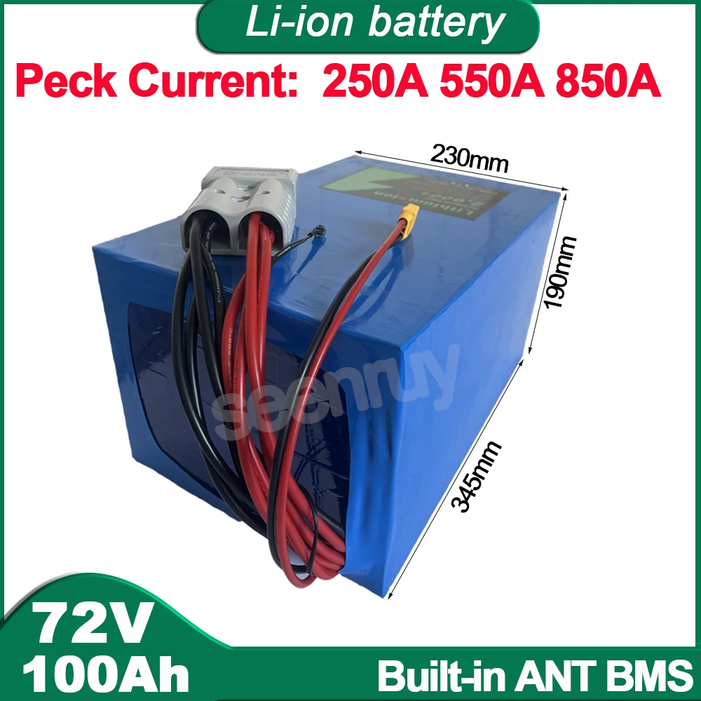 

72V 100Ah Li ion With Charger Built-in 100A 220A 340A BMS Lithium Polymer Battery Pack For Bike Scooter Tricycle MotorCycle