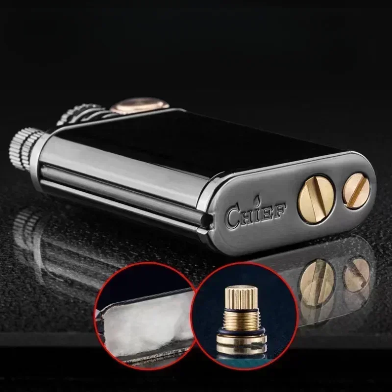 CHIEF Personalized Metal Wheel Kerosene Lighter Windproof Cigarette Lighter Petroleum Lighter Unusual Lighters Survival Lighters