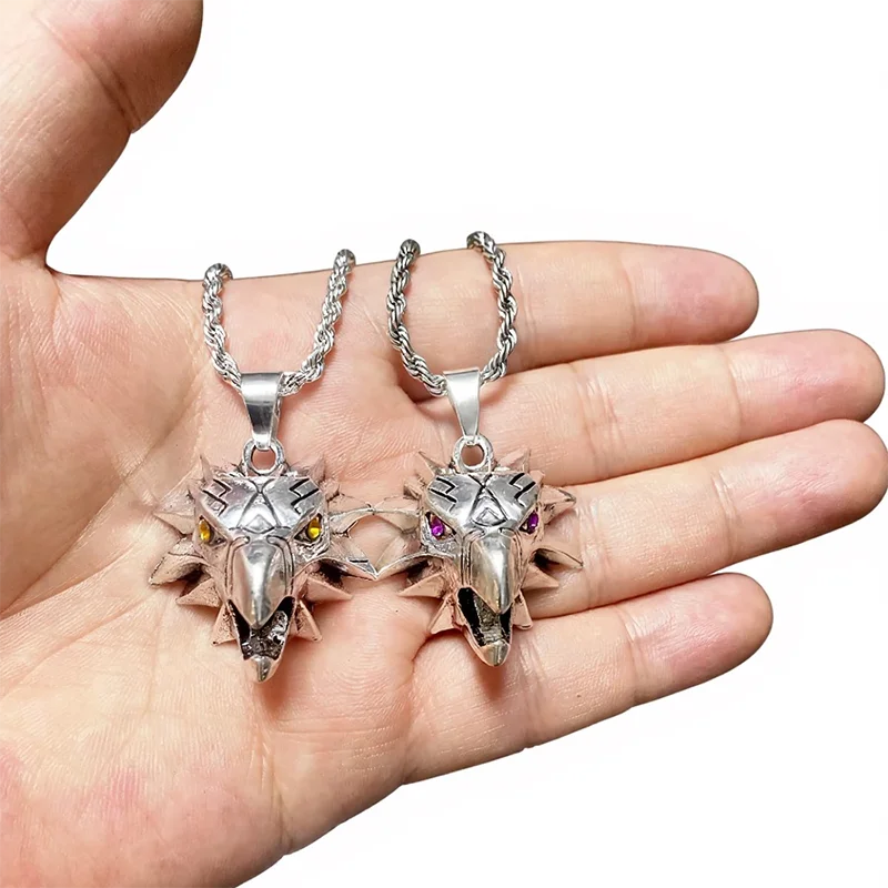 Griffin Pendant Necklace Mythical Animal Charms Chain Necklace Wild Hunter Monster Game Wizard Series Silver Color Metal Jewelry