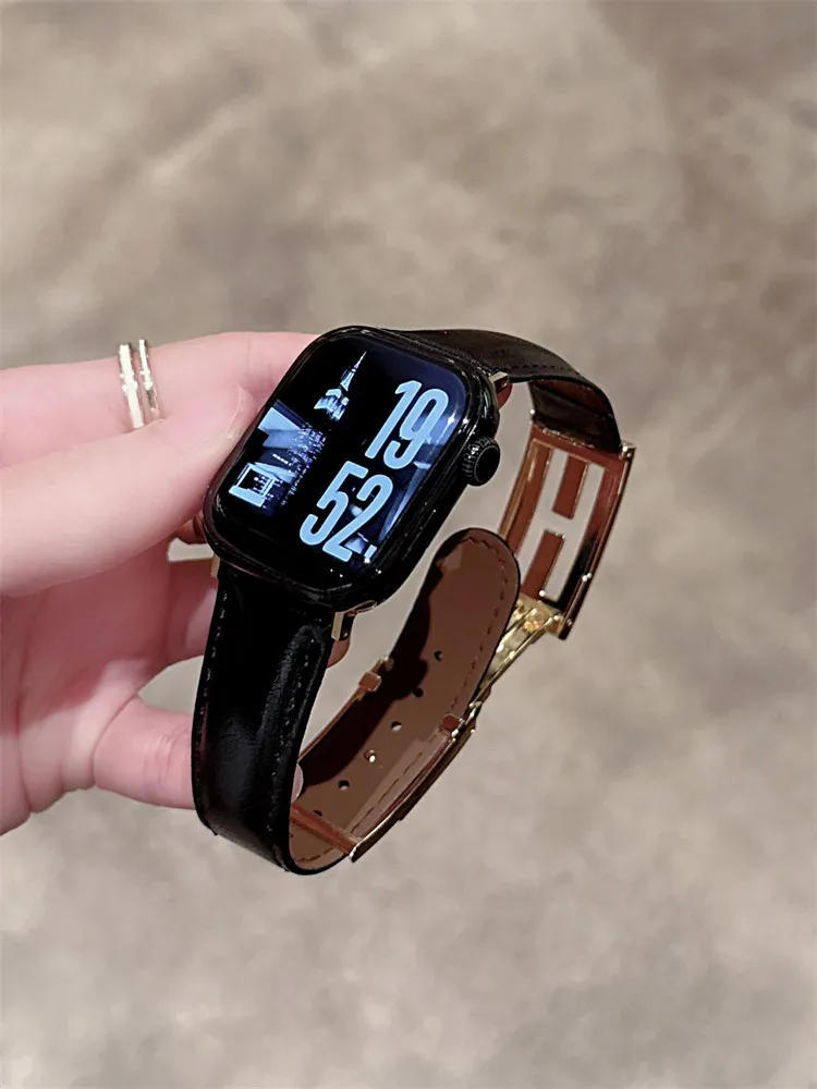 

Metal magnetic leather compatible iWatch strap 38mm 40mm 41mm 42mm 44mm 45mm 49mm fashionable strap