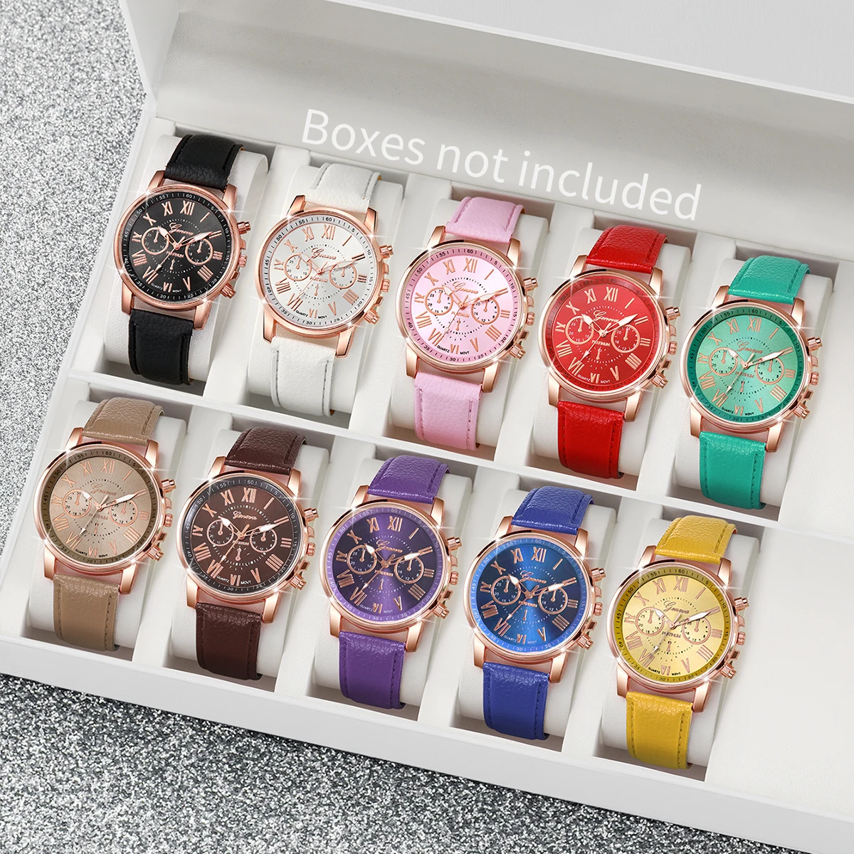 

10PCS Women Watches Set Fashion Roma Dial Ladies Quartz Watch Casual Leather Band Wristwatches Relogio Feminino Reloj Mujer
