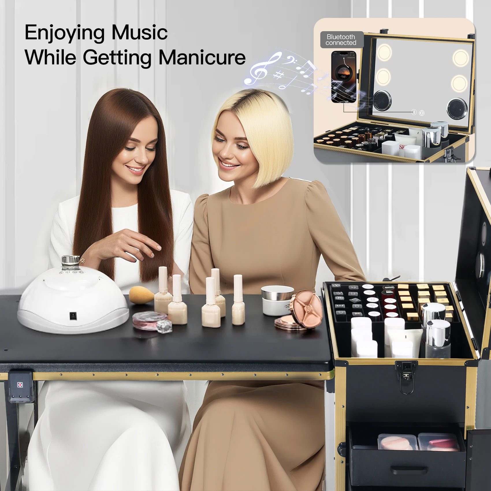 OBOX Nail Table Studio Manicure Set With UV Light - Salon Professional Manicure Desk Salon Fashionable Nordic Nail Table