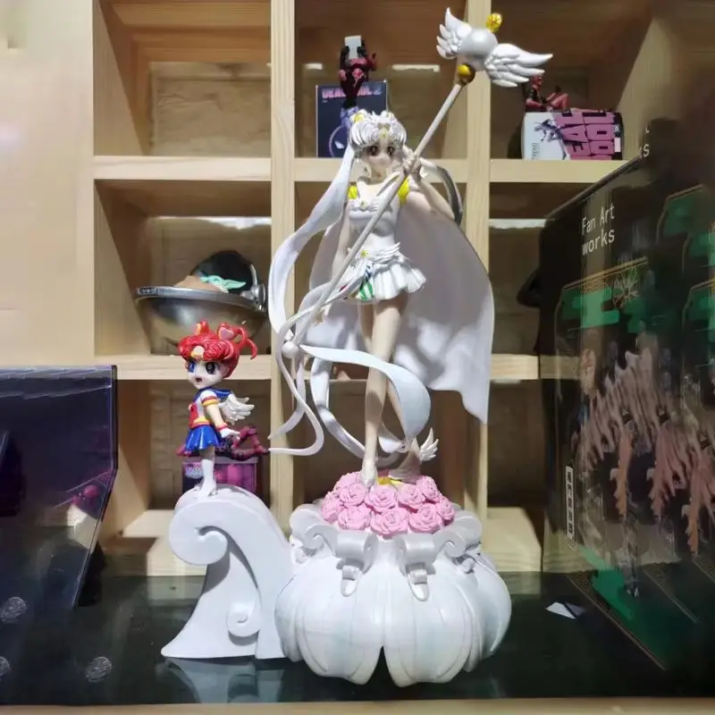 

Toy Gift 37cm Sailor Moon Anime Figure Gk Tsukino Usagi Chibichibi Sailor Cosmos Statue Pvc Action Figurine Collectible Model