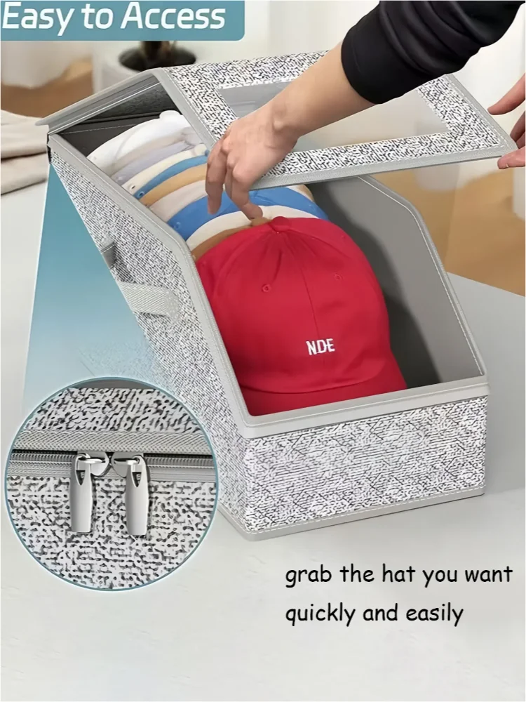 2pcs  Outdoor multifunctional hat storage box, large capacity foldable baseball cap storage with lid and dust-proof storage box