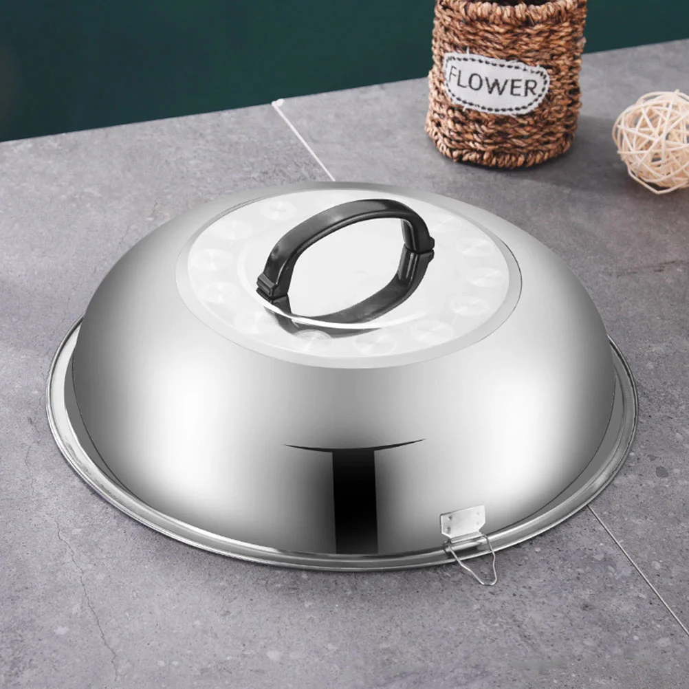 Food Stainless Steel Pot Lid Universal Cooking Tool Cover Hamburger Wok 29X29CM Thickened Silver Work